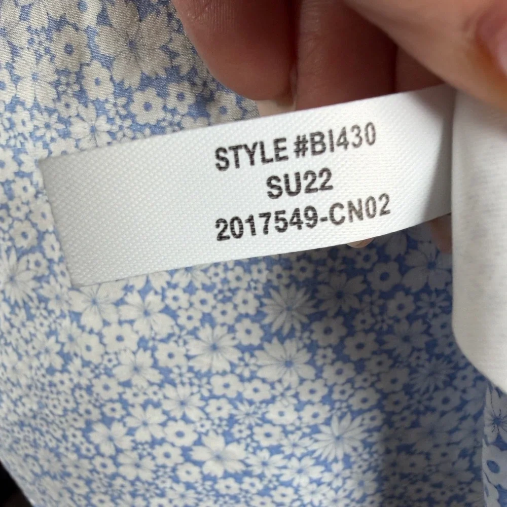 J.Crew XXS Liberty Fabric Floral Smocked Puff Sleeve Top Cotton Blue